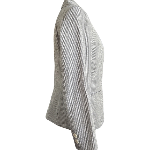 Of the Cloth Made in Italy Womens Gray White Structured Blazer No Size Tag - Picture 4 of 16
